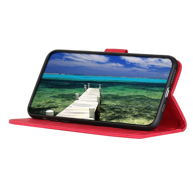 KHAZNEH Para OnePlus Nord 3 5G / Ace 2V Retro Phone Stand Case Capa de Carteira à Prova de Quedas de Couro PU - Vermelho