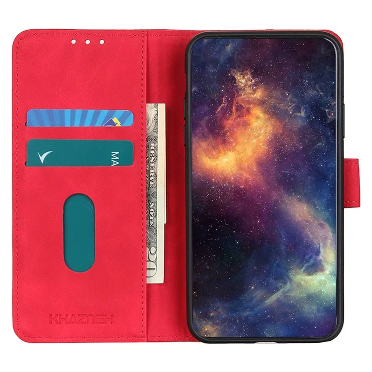 KHAZNEH Para OnePlus Nord 3 5G / Ace 2V Retro Phone Stand Case Capa de Carteira à Prova de Quedas de Couro PU - Vermelho