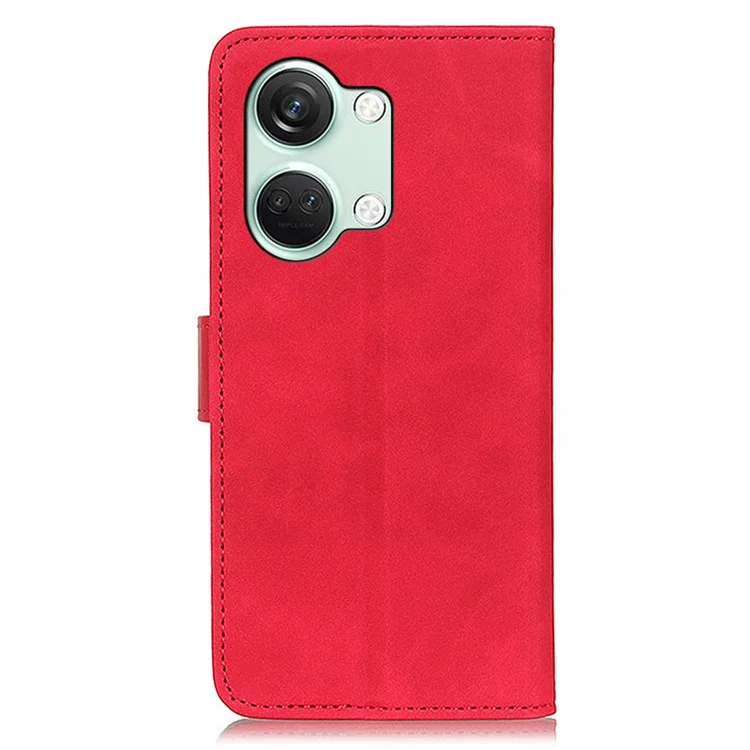 KHAZNEH Para OnePlus Nord 3 5G / Ace 2V Retro Phone Stand Case Capa de Carteira à Prova de Quedas de Couro PU - Vermelho