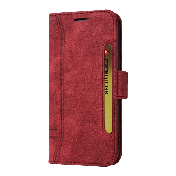 BETOPNICE 001 For Honor X9a 5G / X40 5G / Magic5 Lite 5G Shockproof Case Stitching Imprinted PU Leather Wallet Phone Cover - Red