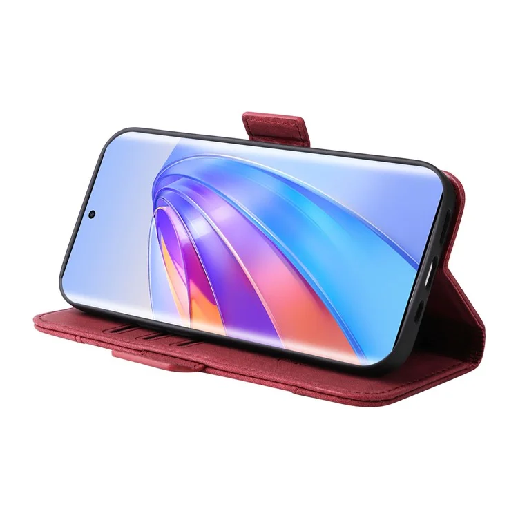 BETOPNICE 001 For Honor X9a 5G / X40 5G / Magic5 Lite 5G Shockproof Case Stitching Imprinted PU Leather Wallet Phone Cover - Red