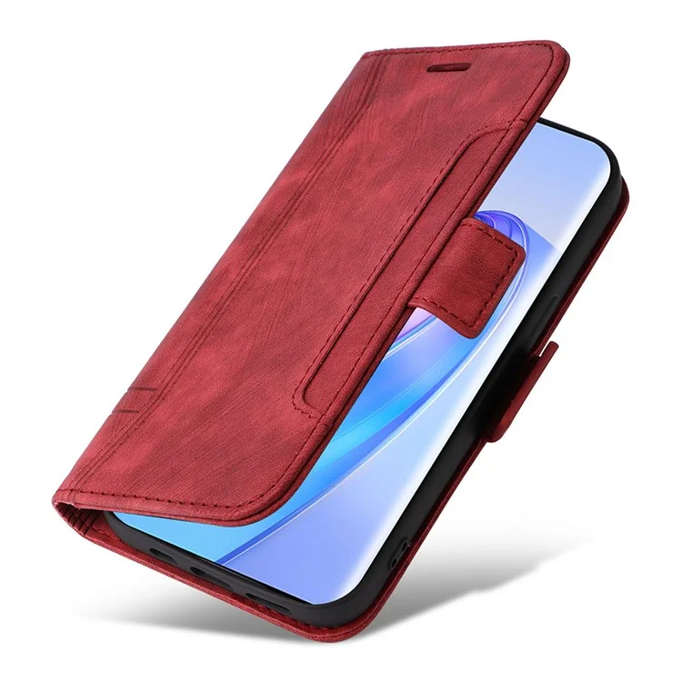BETOPNICE 001 For Honor X9a 5G / X40 5G / Magic5 Lite 5G Shockproof Case Stitching Imprinted PU Leather Wallet Phone Cover - Red