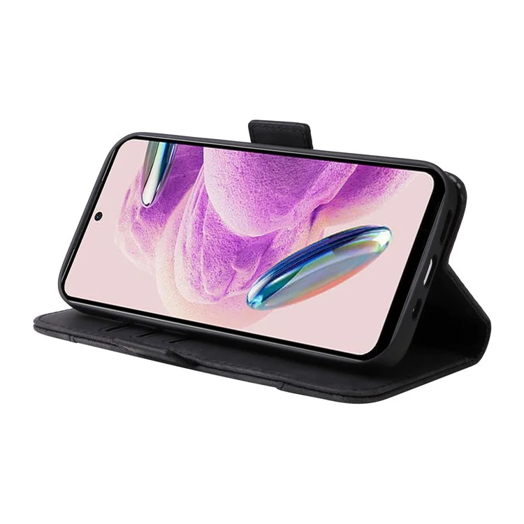 BETOPNICE 001 For Xiaomi Redmi Note 12S 4G Wallet Phone Cover Stitching Imprinted Anti-Drop  PU Leather Case - Black