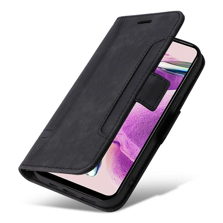 BETOPNICE 001 For Xiaomi Redmi Note 12S 4G Wallet Phone Cover Stitching Imprinted Anti-Drop  PU Leather Case - Black