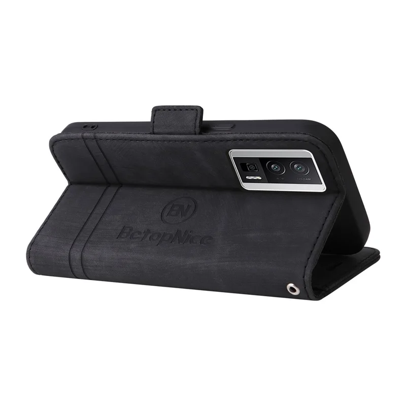 BETOPNICE 001 Für Xiaomi Redmi K60 5G / K60 Pro 5G / Poco F5 Pro 5G PU-Leder-Handyhülle Stoßfeste Hülle - Schwarz