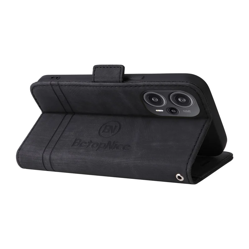 BETOPNICE 001 For Xiaomi Redmi Note 12 Turbo / Poco F5 5G PU Leather Wallet Cover Anti-Scratch Protective Phone Case - Black