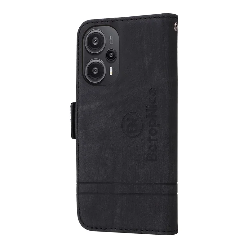 BETOPNICE 001 For Xiaomi Redmi Note 12 Turbo / Poco F5 5G PU Leather Wallet Cover Anti-Scratch Protective Phone Case - Black