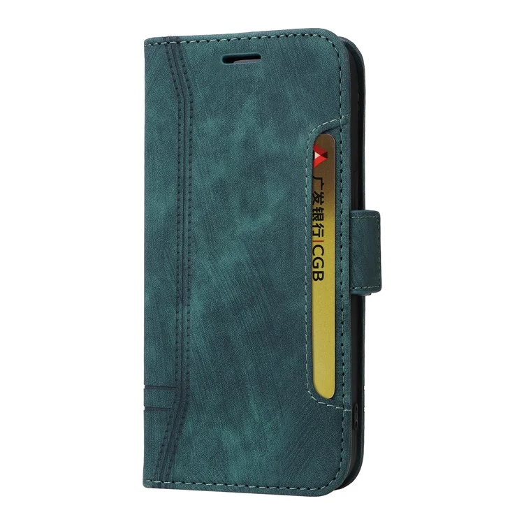 BETOPNICE 001 For Samsung Galaxy M14 / F14 5G Imprinted Line Wallet Stand Cover PU Leather Phone Case - Green