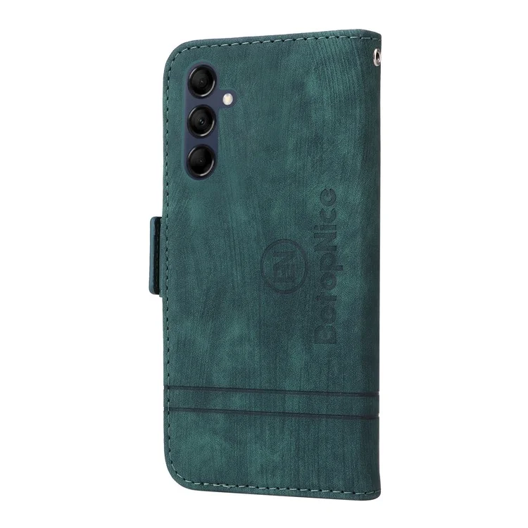 BETOPNICE 001 For Samsung Galaxy M14 / F14 5G Imprinted Line Wallet Stand Cover PU Leather Phone Case - Green