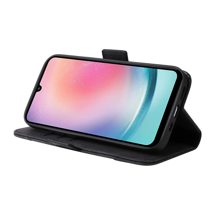 BETOPNICE 001 для Samsung Galaxy A24 4G (162,1 x 77,6 x 8,3 мм) Чехол-кошелек с подставкой Imprinted Line PU Leather Cover - Черный