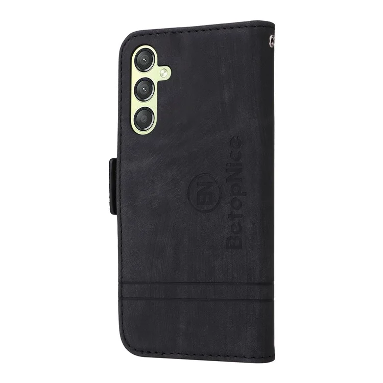 BETOPNICE 001 для Samsung Galaxy A24 4G (162,1 x 77,6 x 8,3 мм) Чехол-кошелек с подставкой Imprinted Line PU Leather Cover - Черный
