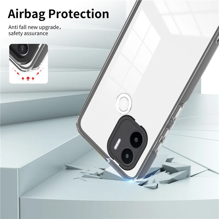 Für Xiaomi Redmi A1+ 4G / Redmi A2+ 4G / Poco C50 4G TPU + PC Clear Phone Case Anti-drop Cover - Schwarz