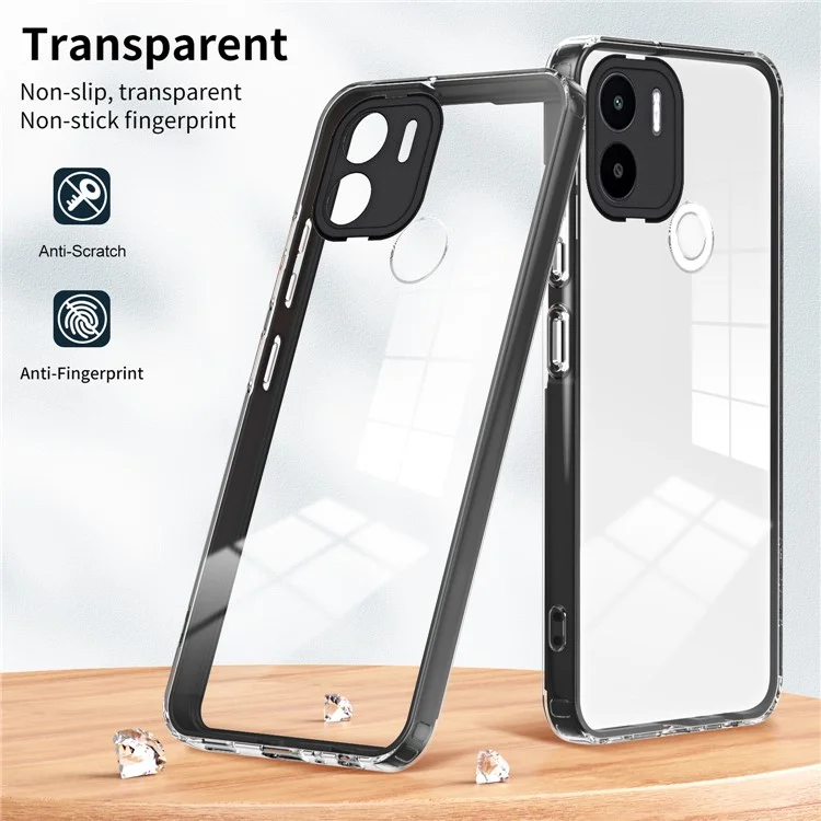 Für Xiaomi Redmi A1+ 4G / Redmi A2+ 4G / Poco C50 4G TPU + PC Clear Phone Case Anti-drop Cover - Schwarz