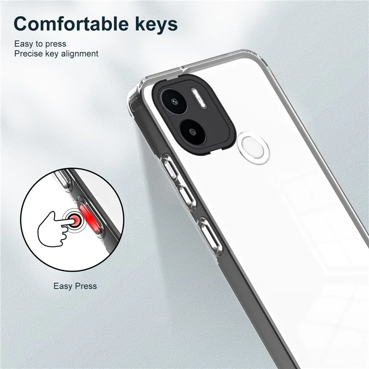 Für Xiaomi Redmi A1+ 4G / Redmi A2+ 4G / Poco C50 4G TPU + PC Clear Phone Case Anti-drop Cover - Schwarz