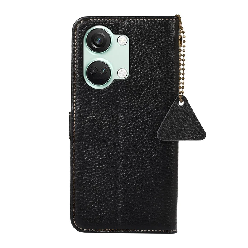 Carteira de Couro para OnePlus Ace 2V / Nord 3 5G, Proteção RFID Genuína de Couro de Vaca - Preta