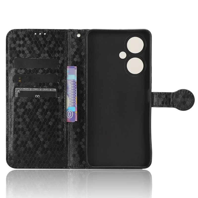 For vivo Y35+ 5G / Y35m+ 5G PU Leather Phone Case Dot Imprinted Wallet Stand Folio Cover - Black