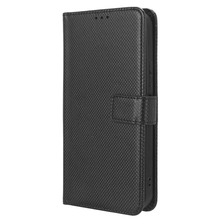 For Nokia XR21 Shockproof Wallet Phone Case PU Leather Diamond Texture Cover with Stand - Black