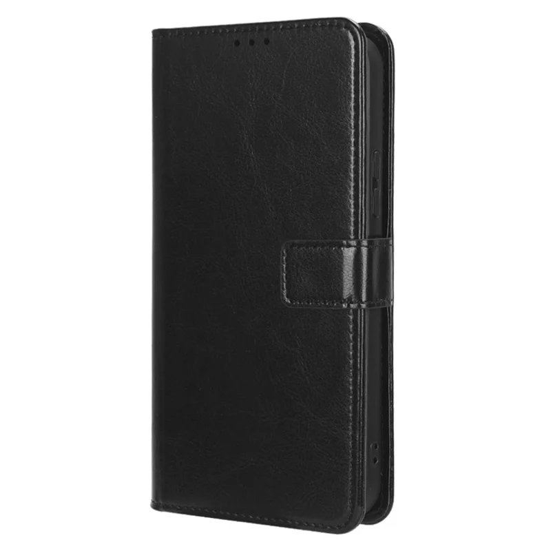 Voor Nokia XR21 Crazy Horse-structuur Stand Wallet Case PU-leer Antivalt-telefoonhoes - Zwart