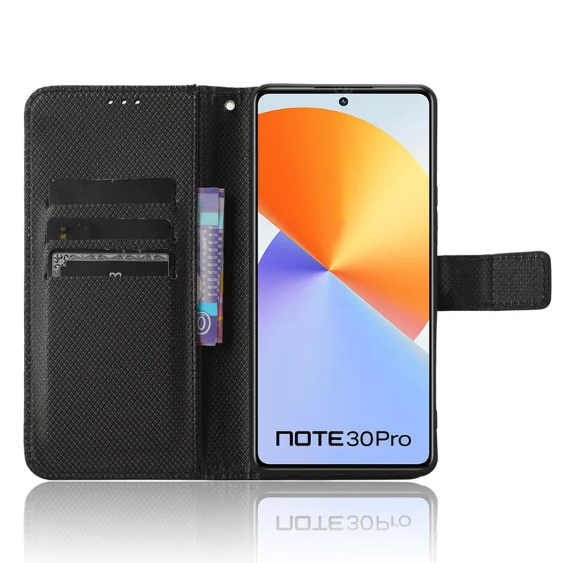 Per Infinix Note 30 Pro 4G X678B Diamond Texture PU Leather Stand Case Anti-Drop Wallet Cover - Nero