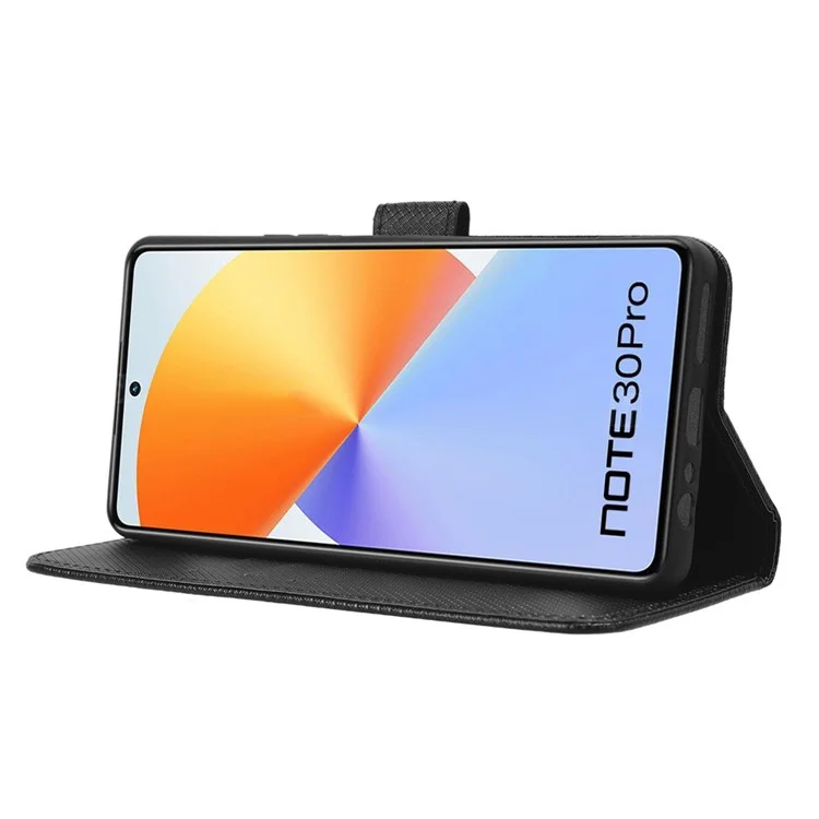 Per Infinix Note 30 Pro 4G X678B Diamond Texture PU Leather Stand Case Anti-Drop Wallet Cover - Nero