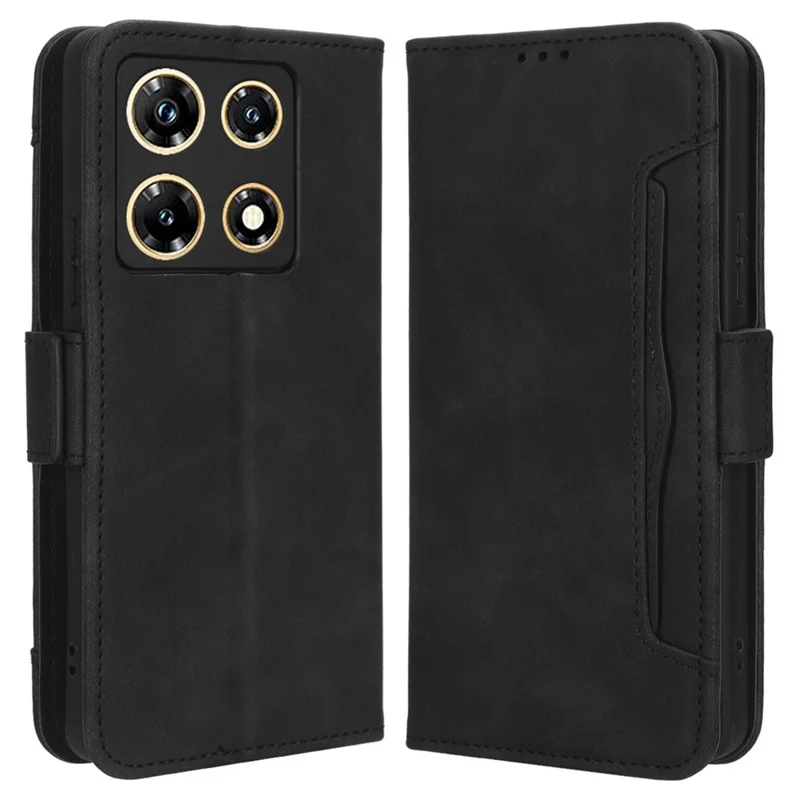 Til Infinix Note 30 Pro 4G X678B med flere kortlommer, stødfast dæksel, stående lomme i PU-læder - Sort