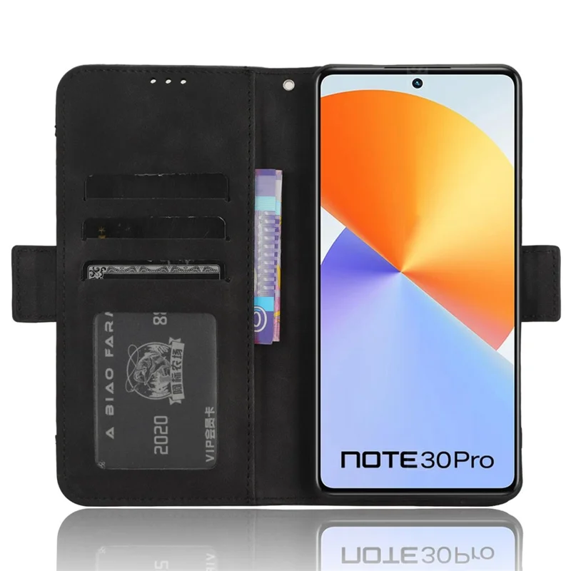 Til Infinix Note 30 Pro 4G X678B med flere kortlommer, stødfast dæksel, stående lomme i PU-læder - Sort