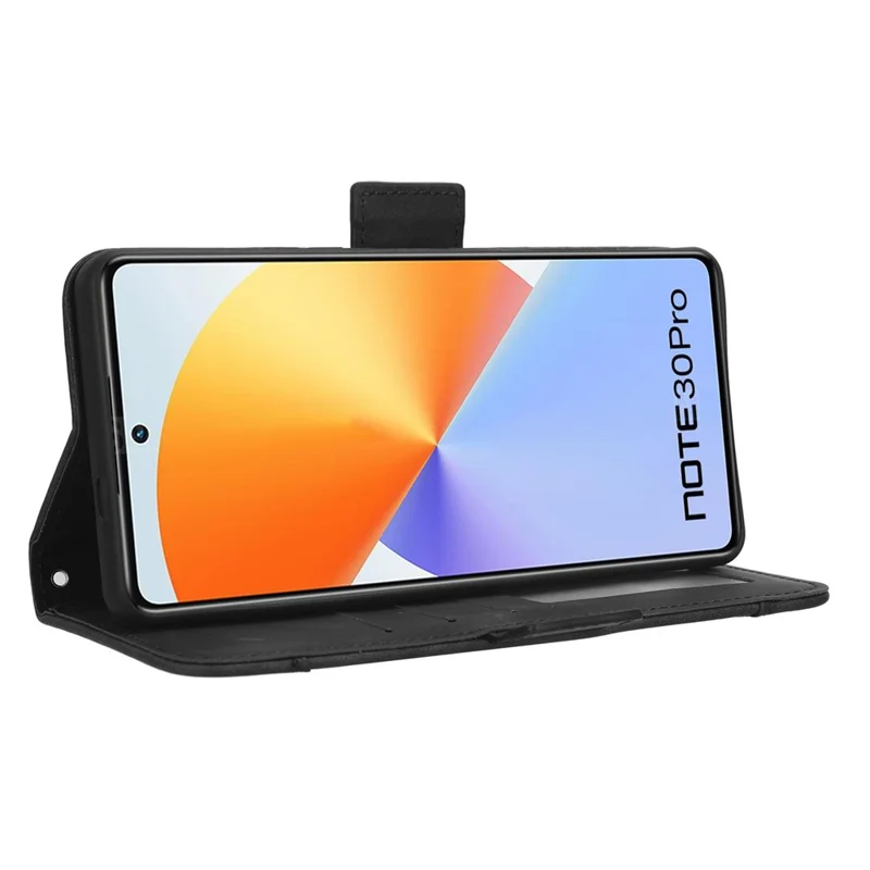 Til Infinix Note 30 Pro 4G X678B med flere kortlommer, stødfast dæksel, stående lomme i PU-læder - Sort