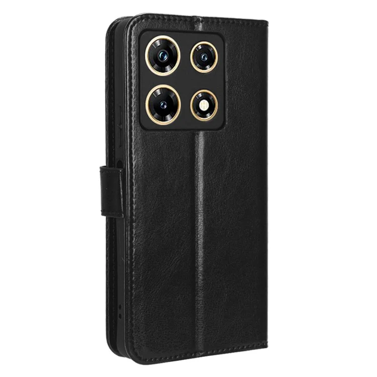 Для Infinix Note 30 Pro 4G X678B Crazy Horse Texture Leather Case Anti-Drop Phone Cover with Wallet Stand - Черный