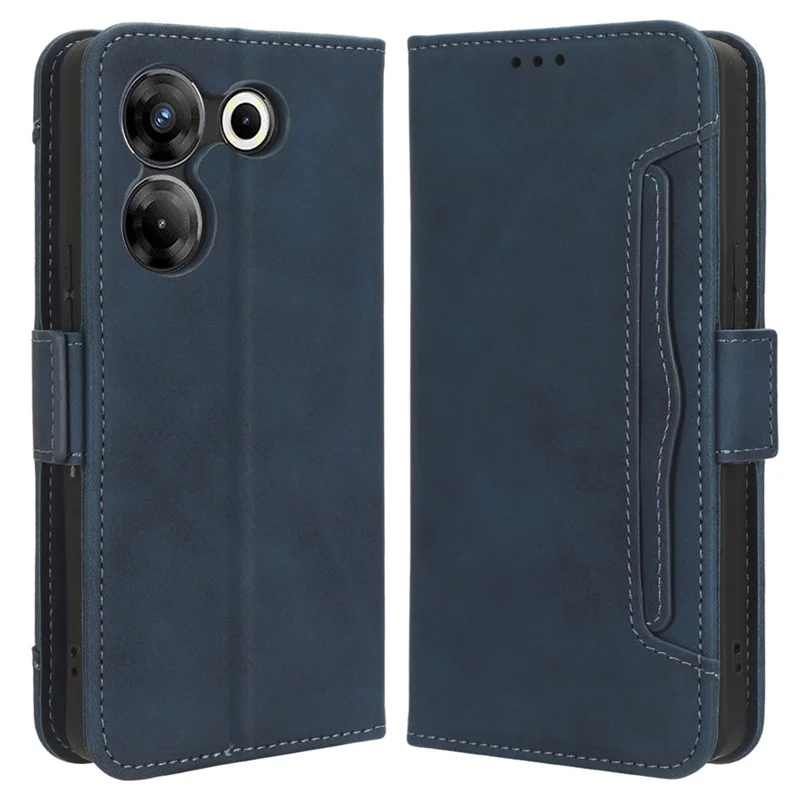 Leather Phone Case for TECNO Camon 20 Pro 5G CK8n, Wallet Stand Protective Cover with Multiple Card Slots - Blue