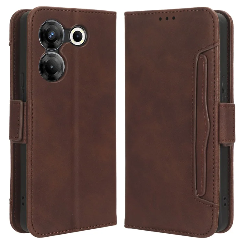 Leder-Handyhülle für TECNO Camon 20 Pro 5G CK8n, Brieftasche mit Ständer, Schutzhülle mit mehreren Kartenfächern - Braun