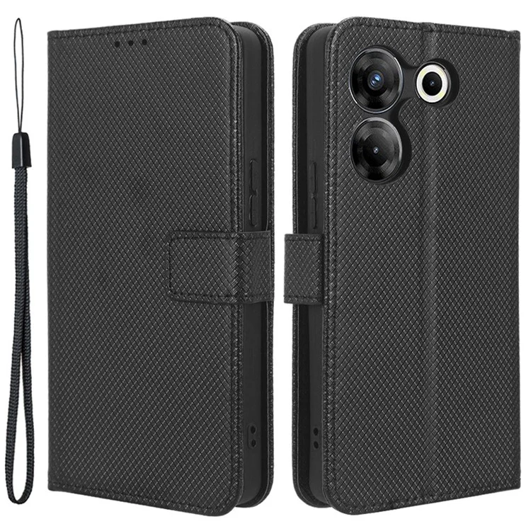 Pour TECNO Camon 20 Pro 5G CK8n Étui Portefeuille en Cuir PU avec Support - Noir