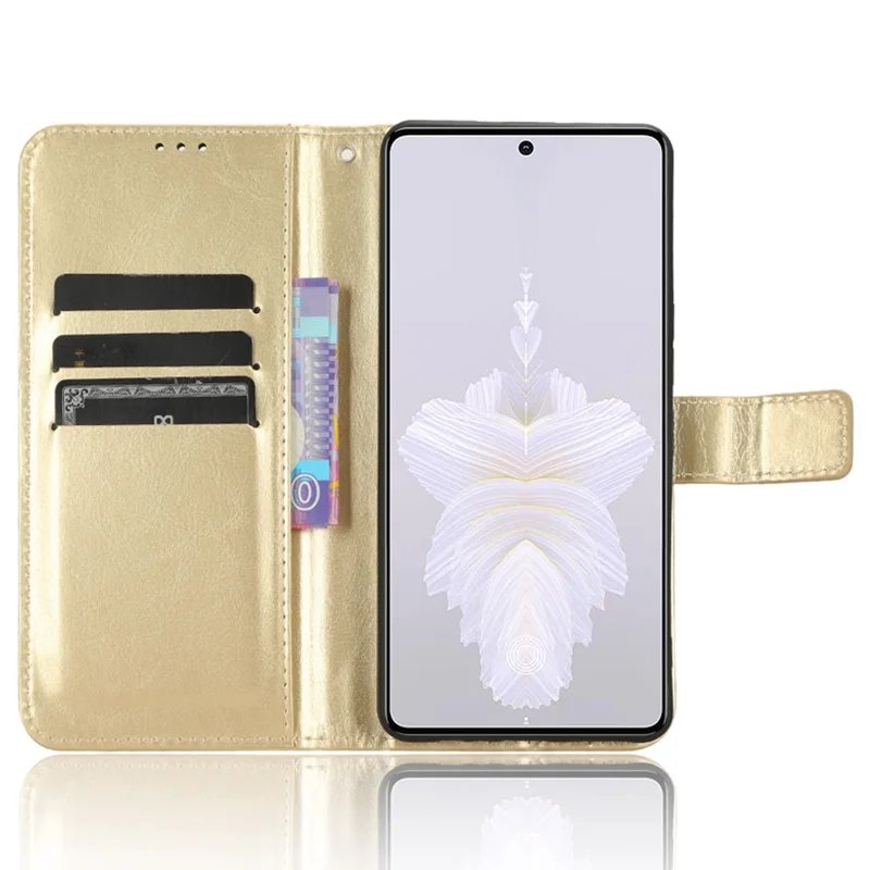 For TECNO Camon 20 Pro 5G CK8n Shockproof Leather Wallet Case Crazy Horse Texture Phone Cover with Stand - Gold