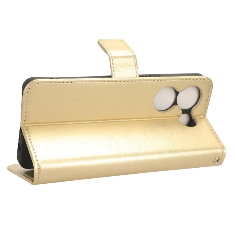 For TECNO Camon 20 Pro 5G CK8n Shockproof Leather Wallet Case Crazy Horse Texture Phone Cover with Stand - Gold