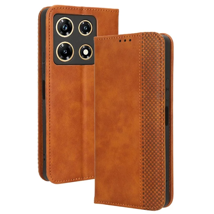 For Infinix Note 30 Pro 4G X678B Magnetic PU Leather Case Flip Stand Wallet Phone Cover - Brown
