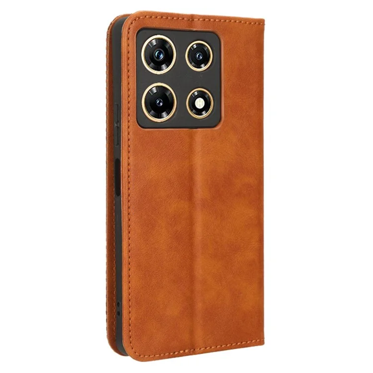 For Infinix Note 30 Pro 4G X678B Magnetic PU Leather Case Flip Stand Wallet Phone Cover - Brown