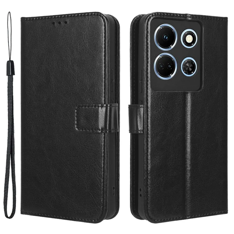 Per Infinix Note 30 5G X6711 Crazy Horse Texture Phone Case PU Leather Flip Stand Wallet Cover - Nero