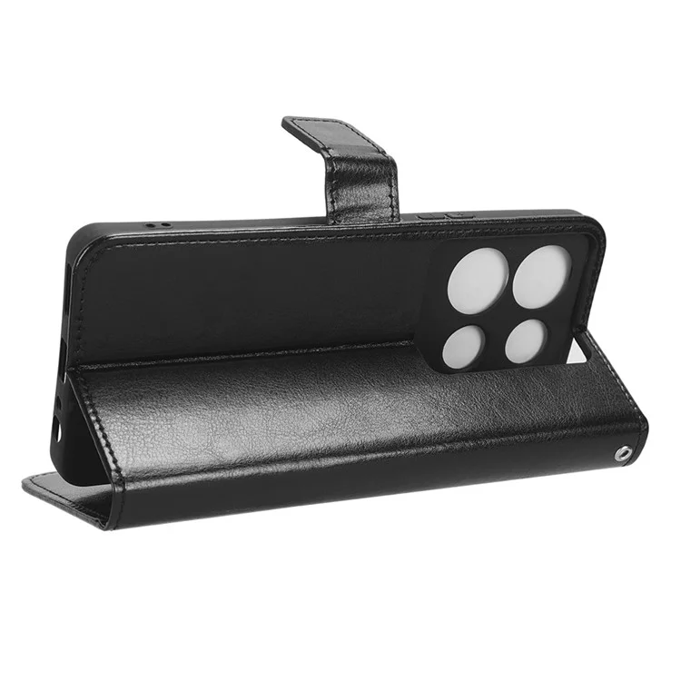 Per Infinix Note 30 5G X6711 Crazy Horse Texture Phone Case PU Leather Flip Stand Wallet Cover - Nero