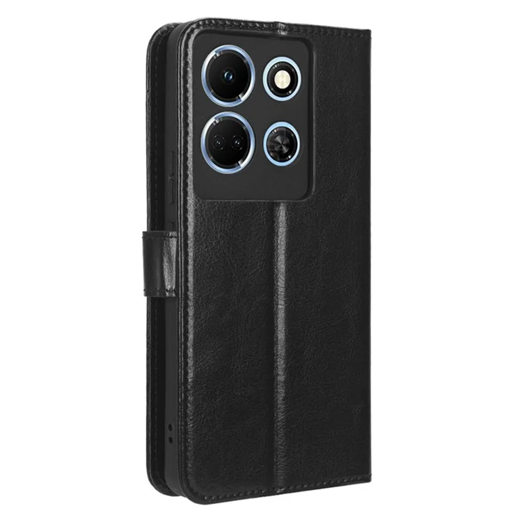 Per Infinix Note 30 5G X6711 Crazy Horse Texture Phone Case PU Leather Flip Stand Wallet Cover - Nero