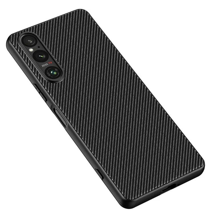 Pour Sony Xperia 1 V Texture en fibre de carbone Étui de téléphone Couverture de protection ultra-mince - Noir / Bleu