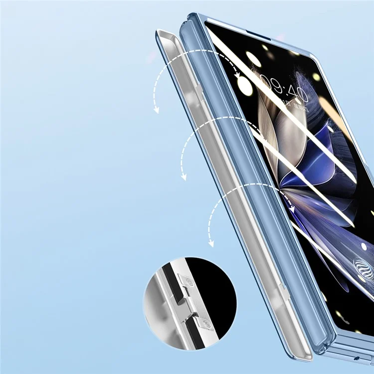Pour vivo X Fold2 Hinge Protection PC Phone Case Support Electroplaque Housse transparente avec film en verre trempé - Noir