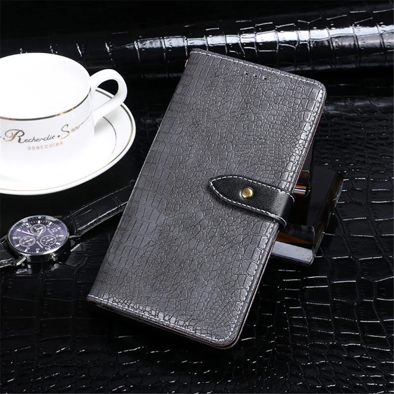 IDEWEI For Doogee X98 Crocodile Texture Stand PU Leather Wallet Phone Cover Phone Shell - Grey