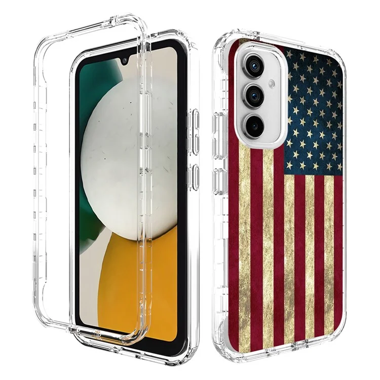 For Samsung Galaxy A34 5G PC Frame + TPU Transparent Phone Case Pattern Printing Anti-scratch Cover - American Flag