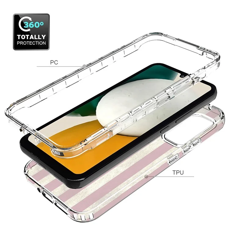 For Samsung Galaxy A34 5G PC Frame + TPU Transparent Phone Case Pattern Printing Anti-scratch Cover - American Flag