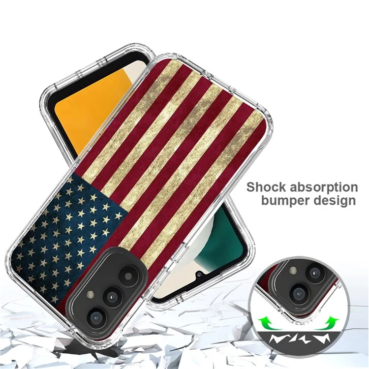 For Samsung Galaxy A34 5G PC Frame + TPU Transparent Phone Case Pattern Printing Anti-scratch Cover - American Flag
