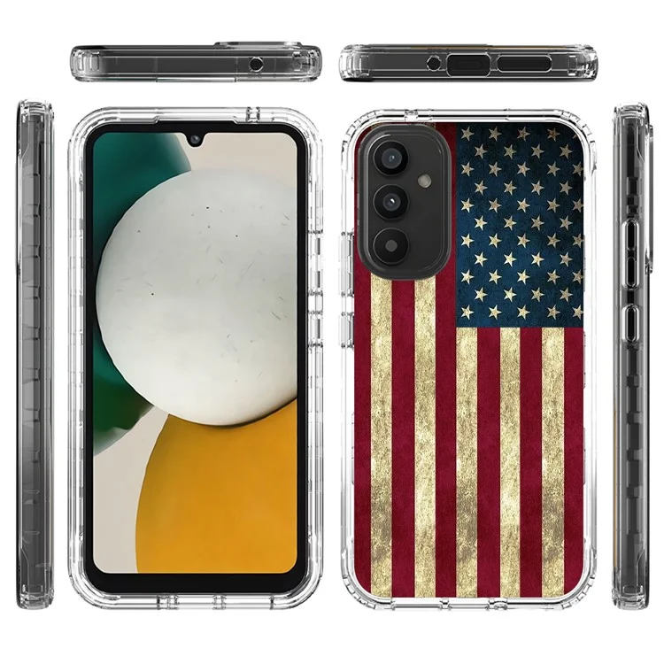 For Samsung Galaxy A34 5G PC Frame + TPU Transparent Phone Case Pattern Printing Anti-scratch Cover - American Flag