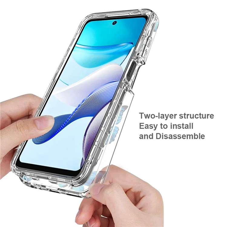 Pour Motorola Moto G 5G (2023) / Moto G Power 5G Étui de téléphone transparent Cadre en PC + Couverture d'impression de motif TPU - Papillon bleu