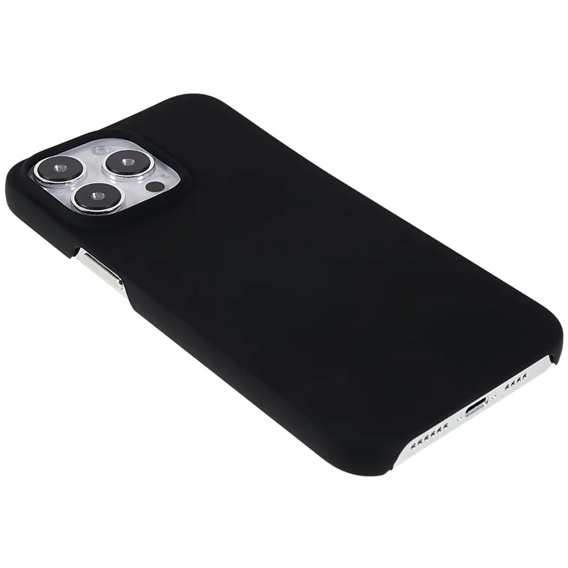 Para iPhone 15 Pro Max Capa de telefone celular revestida de borracha Capa de telefone protetora resistente a arranhões de PC - Preto