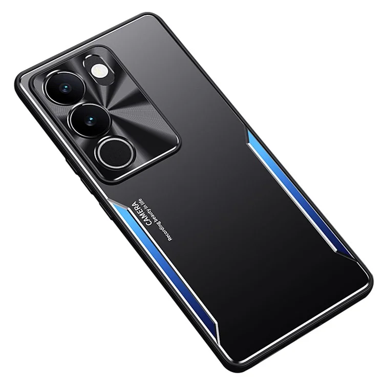 Custodia per cellulare per vivo S17 5G, custodia per cellulare antiurto in lega di alluminio + guscio in TPU - Blu