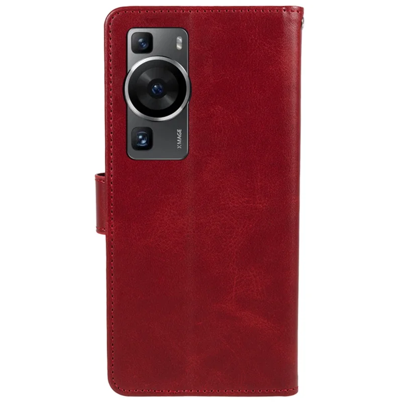 For Huawei P60 / P60 Pro Calf Texture Stand Cover Magnetic Clasp Leather Wallet Phone Case - Red