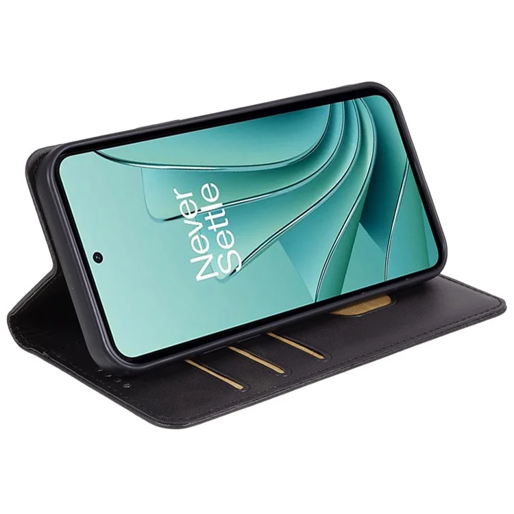 For OnePlus Nord CE 3 Lite 5G / N30 5G Leather Wallet Stand Phone Cover Calf Texture Drop-proof Case - Black